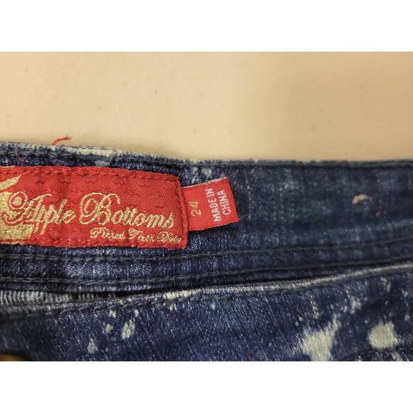 Apple Bottoms Womens Jeans Size 24 Denim Bleach Splatter Distressed Style Logo - Picture 3 of 10
